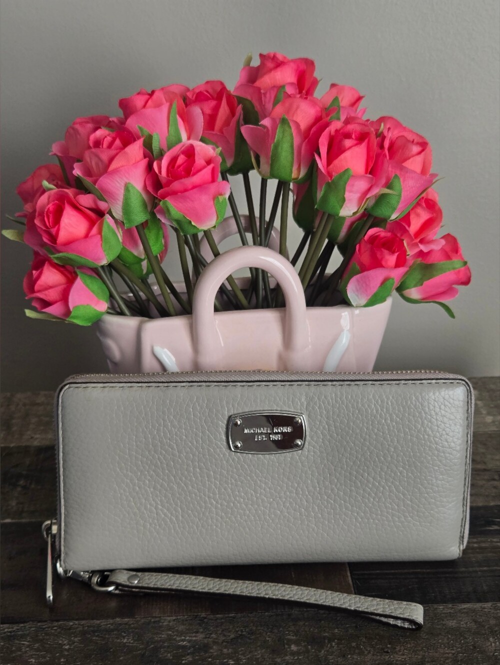 Michael Kors Silver Wristlet Wallet